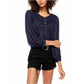 Free People Women's Cool Meadow Peasant Top  Large Nwt Navy Size Large