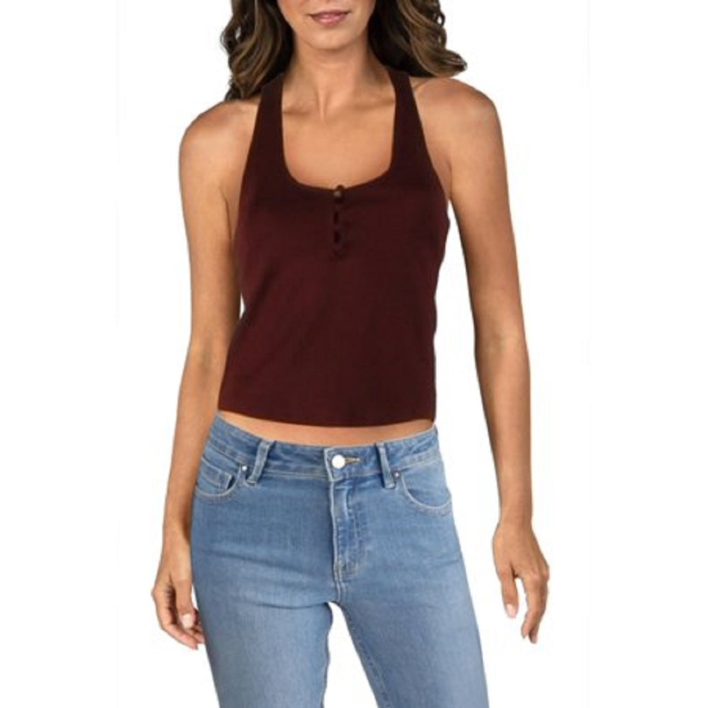 Lucky Brand Women's Halter Crop Cami Dark Red Size Small