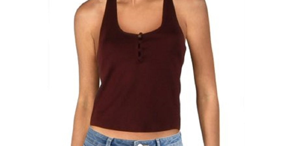 Lucky Brand Women's Halter Crop Cami Dark Red Size Small