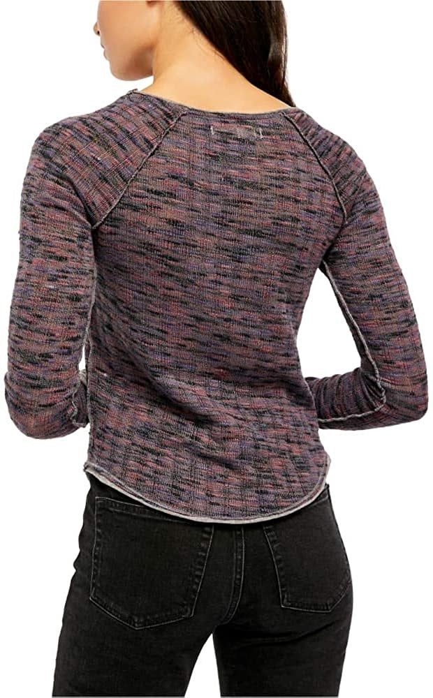 Free People Women's Spaced Out Knit Shirt Blue Navy Size X-Small