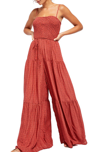 Free PeopleWomen's Little Of Your Love Wide Leg Jumpsuit Red Size Small