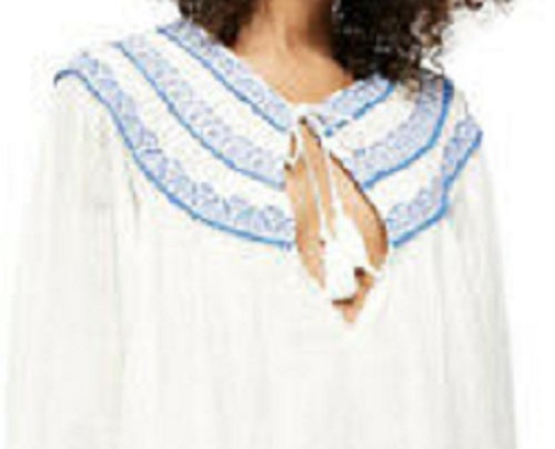 Free People Women's Erin Mini Embroidered Brown Neutral Boho Dress  Natural Size Small