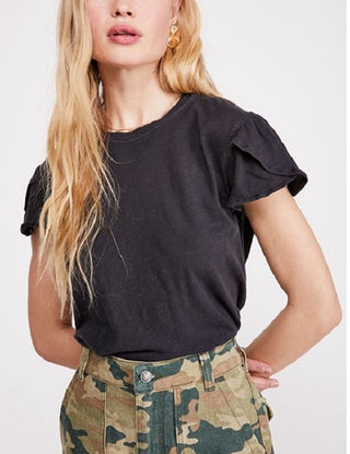 Free People Women's Latte Tee Black Size Large