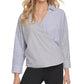 DKNY Women's Cotton Striped Wrap Top White Size Large