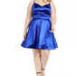 Teeze Me Juniors' Plus Size Satin Fit & Flare Dress Dark Blue Size 16
