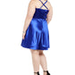 Teeze Me Juniors' Plus Size Satin Fit & Flare Dress Dark Blue Size 16