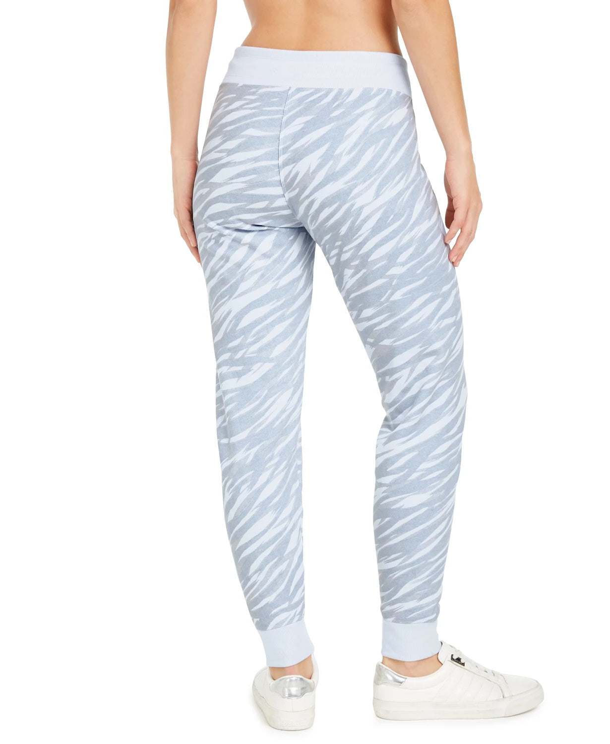 Calvin Klein Women's Performance Zebra-Print Fleece Joggers Blue Size Large