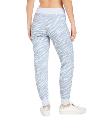 Calvin Klein Women's Performance Zebra-Print Fleece Joggers Blue Size Large