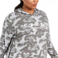 Calvin Klein Performance Women's Plus Size Camouflage-Print Logo Hoodie Charcoal Size 1X