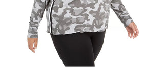 Calvin Klein Performance Women's Plus Size Camouflage-Print Logo Hoodie Charcoal Size 1X