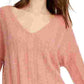 Pink Rose Juniors' Ribbed Raw-Hem Sweater Orange Size Medium