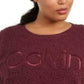Calvin Klein Women's Performance Plus Size Embroidered Sherpa Sweatshirt Red Size 1X