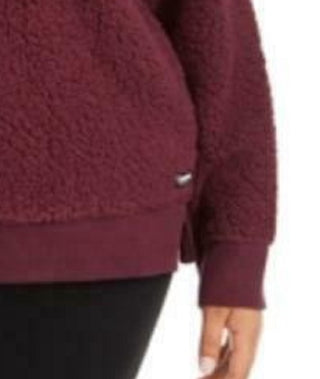 Calvin Klein Women's Performance Plus Size Embroidered Sherpa Sweatshirt Red Size 1X