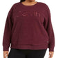 Calvin Klein Women's Performance Plus Size Embroidered Sherpa Sweatshirt Red Size 3X