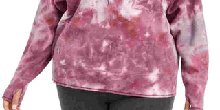 Calvin Klein Performance Women's Plus Tie Dyed Active Hoodie Red Size 1X