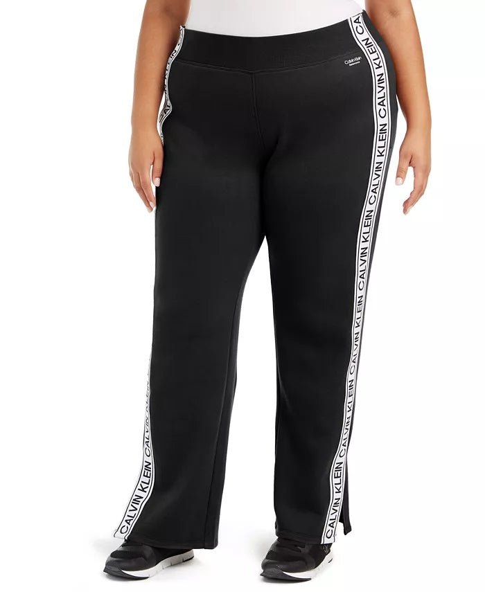 Calvin Klein Women's Performance Plus Size Logo-Tape Active Jogger Pants Black Size 3X