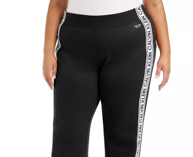 Calvin Klein Women's Performance Plus Size Logo-Tape Active Jogger Pants Black Size 3X