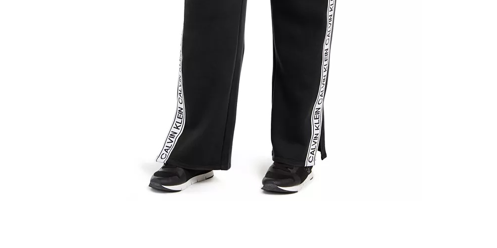 Calvin Klein Women's Performance Plus Size Logo-Tape Active Jogger Pants Black Size 3X