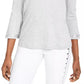 Michael Kors Women's Embellished Bell Sleeve Top Grey Size Petite Small