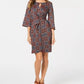 NY Collection Women's Printed Faux Wrap Dress Red Size Petite Medium
