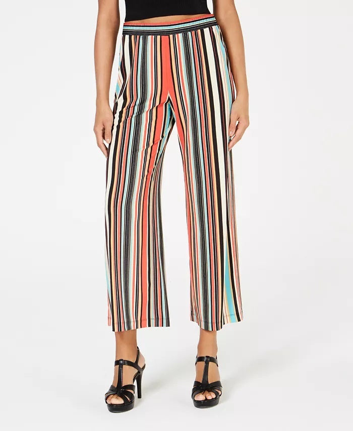NY Collection Women's Striped Culotte Pants Black Petite XL