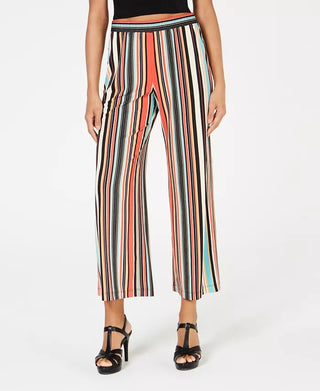 NY Collection Women's Striped Culotte Pants Black Petite XL
