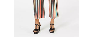 NY Collection Women's Striped Culotte Pants Black Petite XL