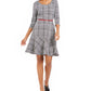 NY Collection Women's Plaid Fit & Flare Dress Black Size Petite Medium