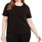 Monteau Women's Trendy Plus Size Scalloped-Hem Shine Top Charcoal Size 1X