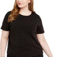 Monteau Women's Trendy Plus Size Scalloped-Hem Shine Top Charcoal Size 1X