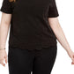 Monteau Women's Trendy Plus Size Scalloped-Hem Shine Top Charcoal Size 1X