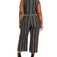 Monteau Women's Trendy Plus Size Glitter-Stripe Jumpsuit Black Size 3X
