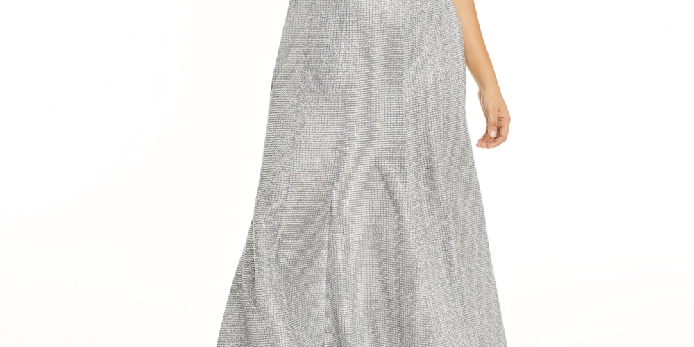 Sequin Hearts Women's Trendy Glitter Knit Mermaid Gown Silver Size 24