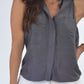 Get.Primped  Women's Rory Button Down Tank Silver Size Small