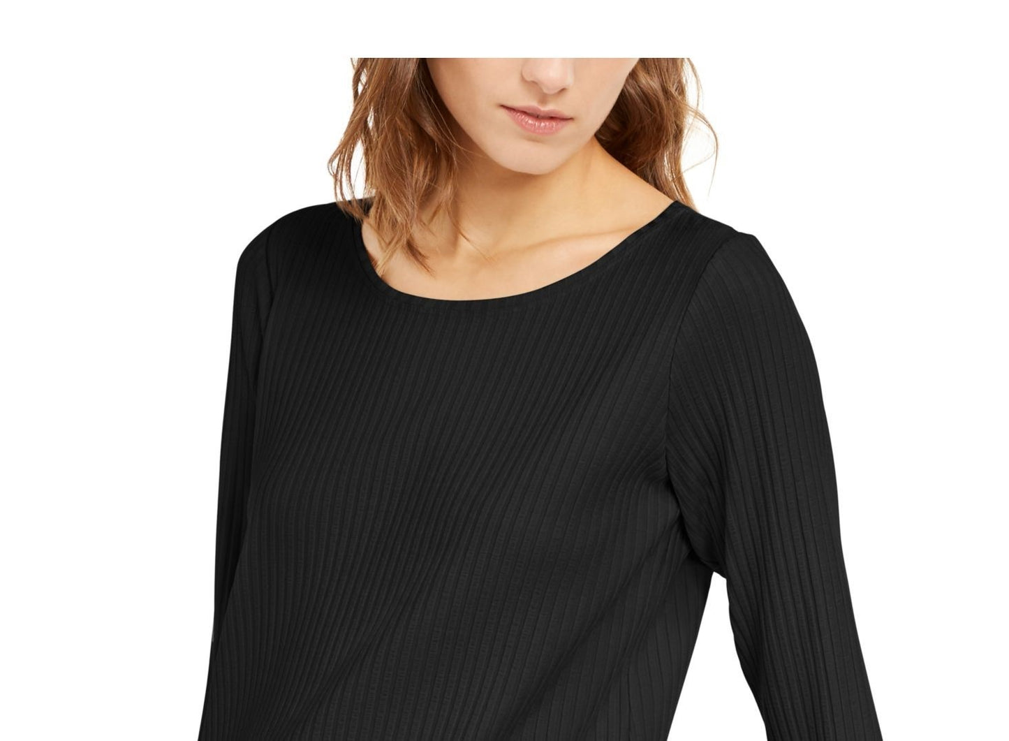 Eileen Fisher Women's Long Sleeve Scoop Neck Top Black Size Petite Small
