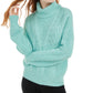 Crave Fame Junior's Turtleneck Cable Knit Sweater Green Size Small