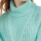 Crave Fame Junior's Turtleneck Cable Knit Sweater Green Size Small