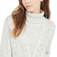 Crave Fame Junior's Turtleneck Cable Knit Sweater Silver Size Small