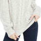 Crave Fame Junior's Turtleneck Cable Knit Sweater Silver Size Small