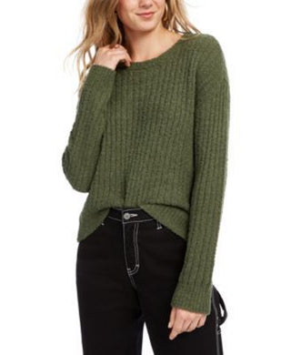 Crave Fame Juniors' Ribbed Cropped Sweater Green Size Small