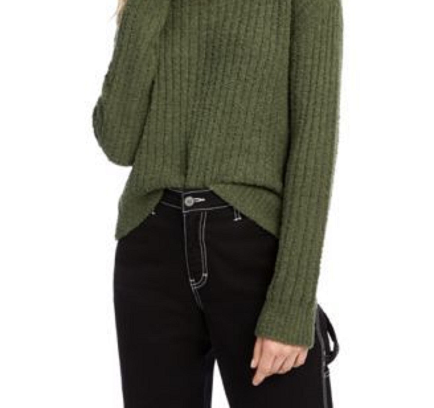 Crave Fame Juniors' Ribbed Cropped Sweater Green Size Small