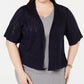 Robbie Bee Women's Lace Lace Solid Kimono Sleeve Open Cardigan Sweater Navy Size 2X