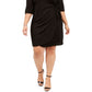 Robbie Bee Women's Plus Size Glitter Knit Sarong Dress Black Size 2X