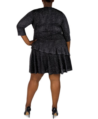 Robbie Bee Women's Glitter Knit Dress Black Size 1X