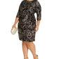 Robbie Bee Women's Plus Size Foil-Print Side-Knot Dress Black Size 2X