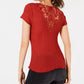 Ultra Flirt Junior's Lace Back T-Shirt Brown Size X-Large