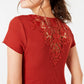 Ultra Flirt Junior's Lace Back T-Shirt Brown Size X-Large