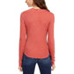 Ultra Flirt Junior's Scoop Neck Waffle Knit Top Brown Size Medium