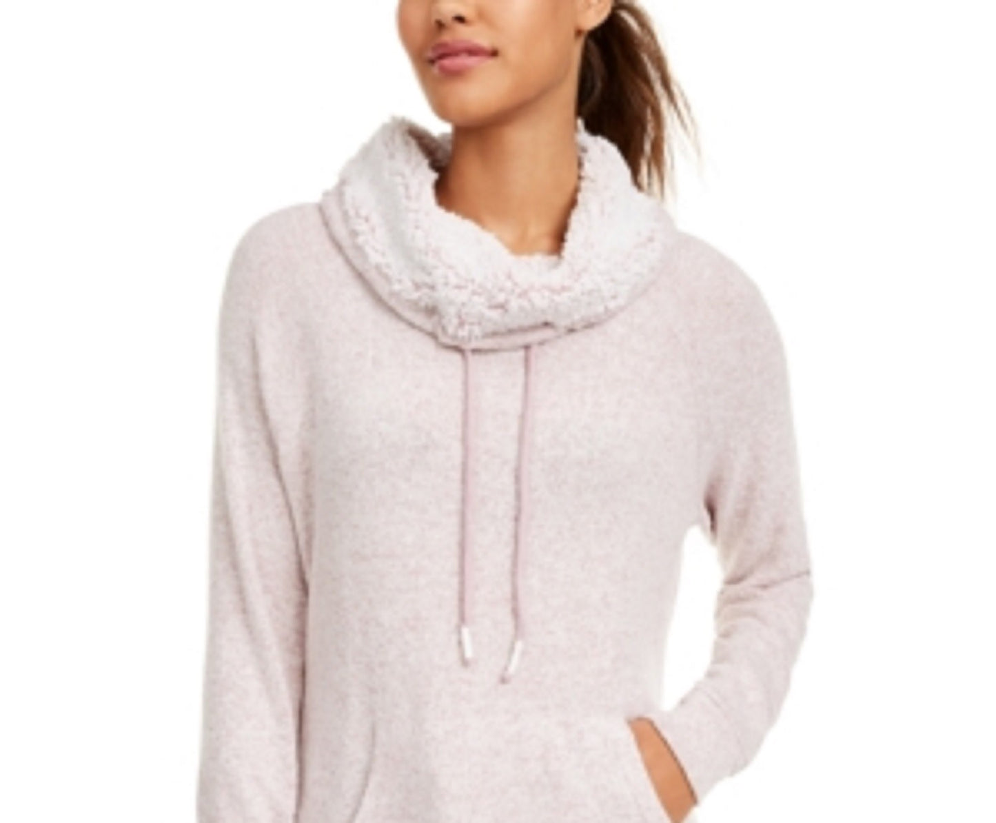 Ultra Flirt Juniors' Sherpa Lined Funnel Neck Sweatshirt Purple Size Extra Large