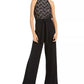 Ultra Flirt Junior's Lace Paperbag Waist Halter Jumpsuit Black Size Medium